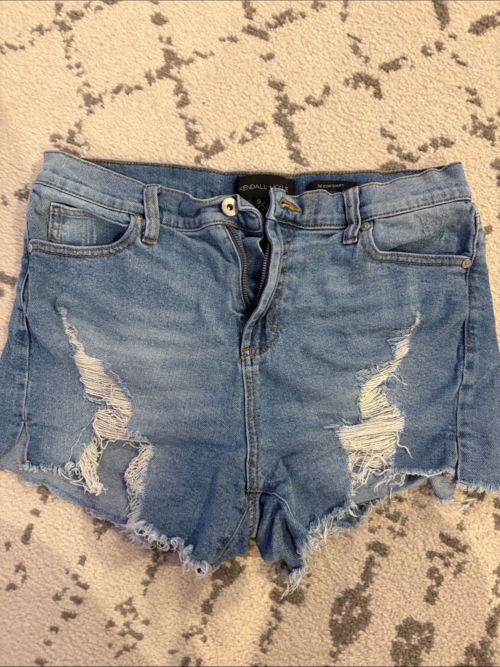 Kendall & Kylie Medium Blue Distressed Denim Cutoff Shorts